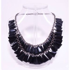 Neiman Marcus Lee Angel Women's Onyx Resin Trapeze Double Short Necklace NWT 398